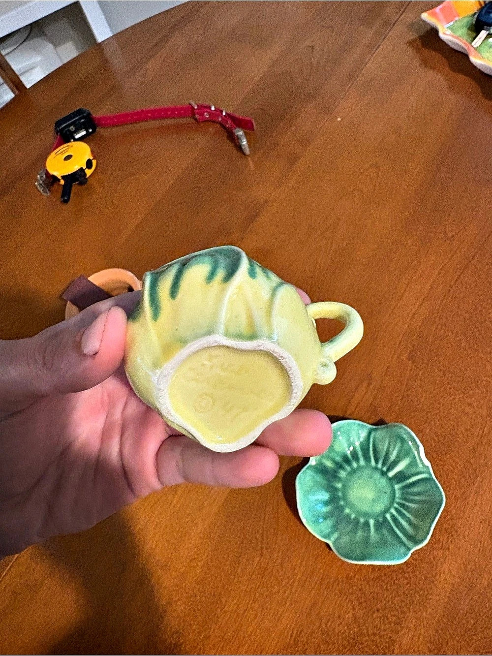 Green & Yellow Ceramic Cup and Saucer - Picture 5 of 6